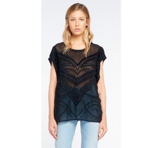 IRO Black Lana Embroidered Top